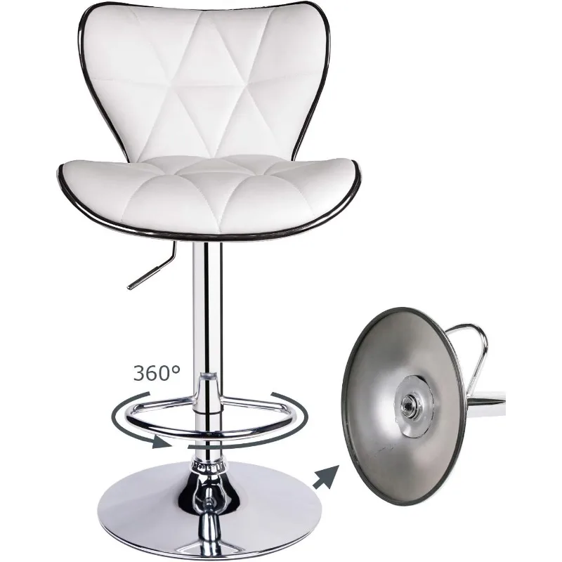 Leader Shell Back Barhocker 2er-Set, verstellbarer Barhocker mit Rückenlehne, drehbare Barhocker (weiß)