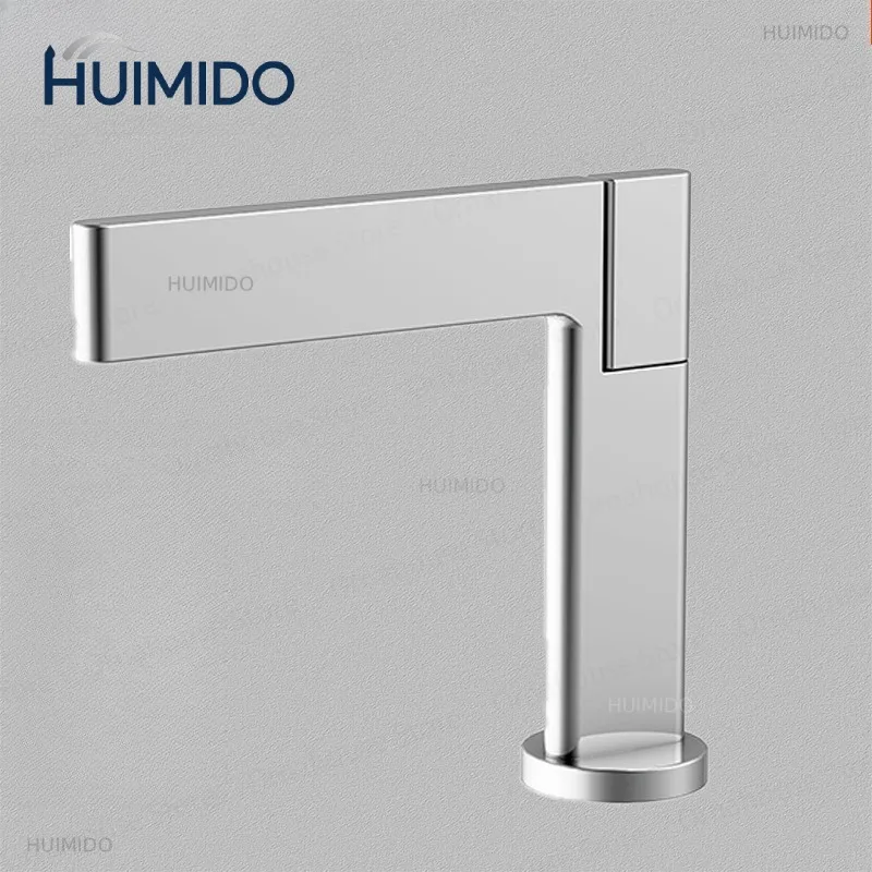 Basin Brass Faucet Right Angle Design  Sink Tap Chrome Grey Single Handle Hot Cold Water Fashion Minimalist Bathroom Faucet