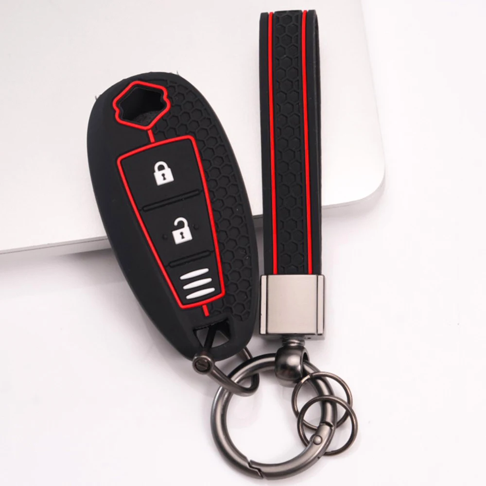 Silicone Key Cover With Lanyard For Suzuki Swift Vitara SX4 Baleno Ciaz Ertiga Ignis Kizashi S-cross Alivio Dustproof Daily Use