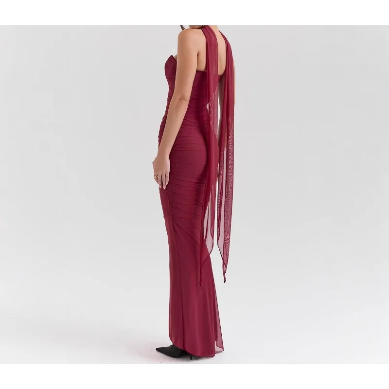 XIZOU 2025 우아한 투피스 드레스 세트, 여성 패션 매칭 세트, 섹시 크롭탑과 롱 세트 캐주얼 섹시 드레스