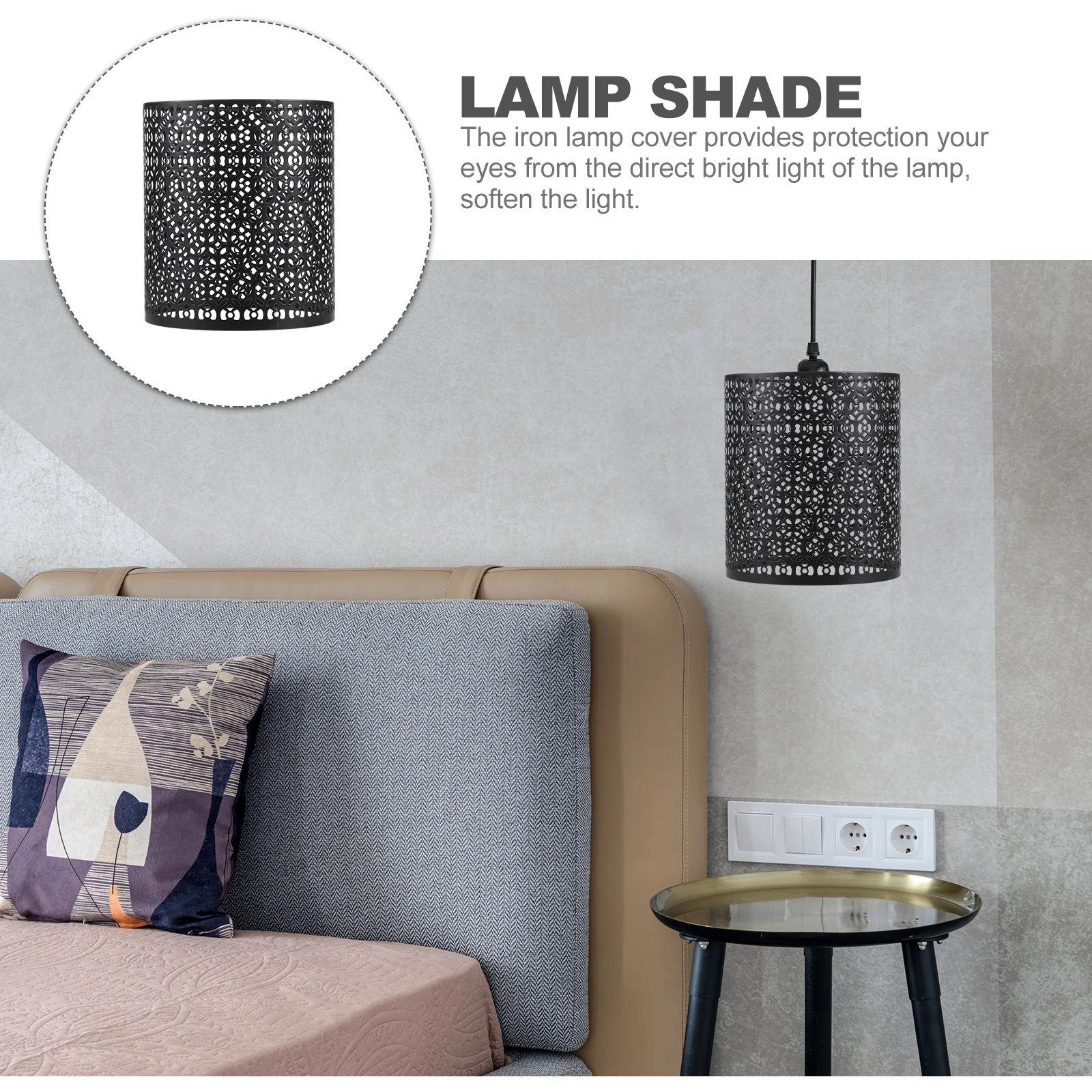 

Hollow Cylinder 120x135 Silver Pendant Light Cover Metal Lamp Shade Metal Bulb Cage for Home Bar Kitchen