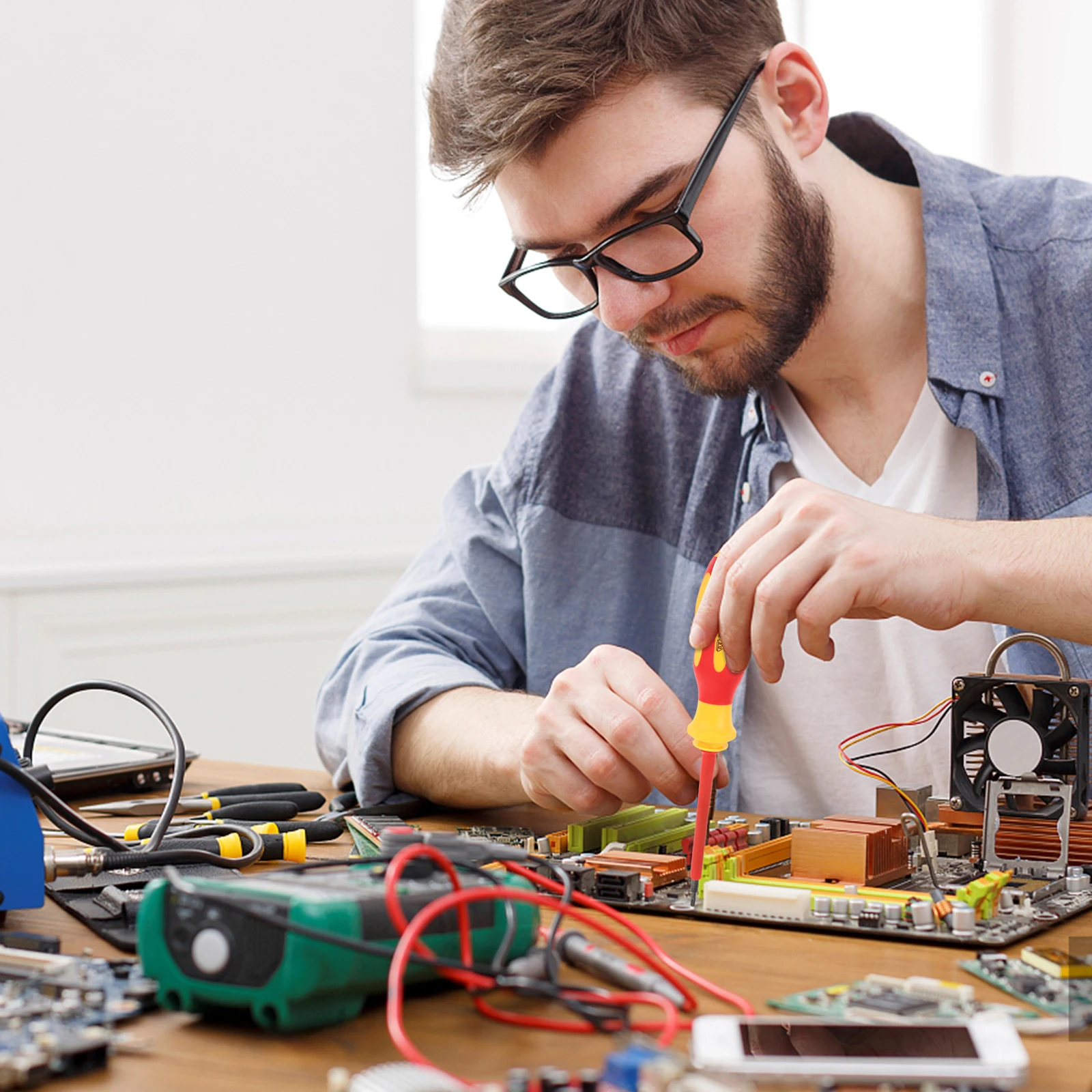 

1Set Insulated Screwdriver Set Electrician Tools Safe Durable Easy Carry Storage Home Repairs Circuit Inspections