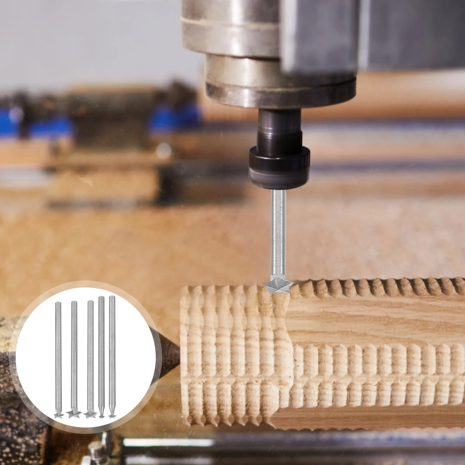 

5Pcs Wood Carving Tool Set Electric Engraving Cutter Heads High Efficiency Multi Functional for Wood Plastic Jewelry Crafts DIY