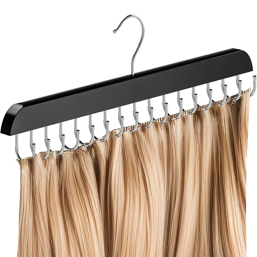 

Держатель для черных накладных волос для укладки, мытья и сушки. Подставка для плетения волос: для накладных прядей, наращиваний на клипсах, на лентах и наращиваний Halo