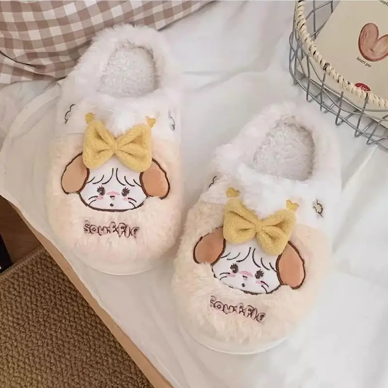 Kawaii Mikko Souffle Plush Cotton Slippers Home Shoes Fun Cotton-Padded Shoes Winter Fashion Cartoon Cute Girl Christmas Gift