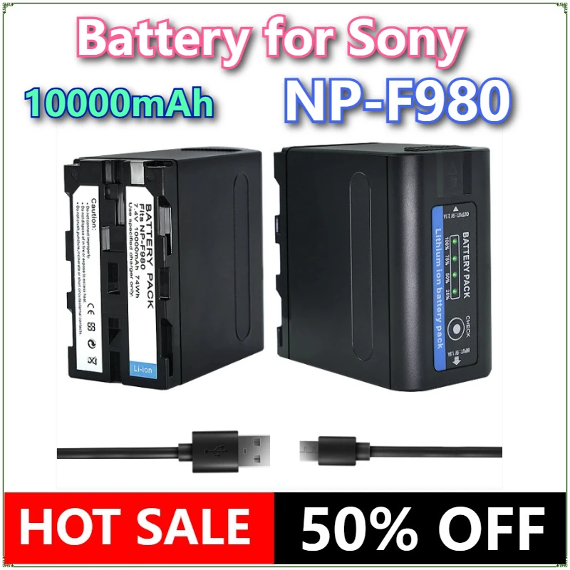 

NP-F980 10000mAh for NP-F970 NP F960 NP F970 Battery with USB Charge Output for Sony PLM-100 CCD-TRV35 MVC-FD91 MC1500C DSC-S30
