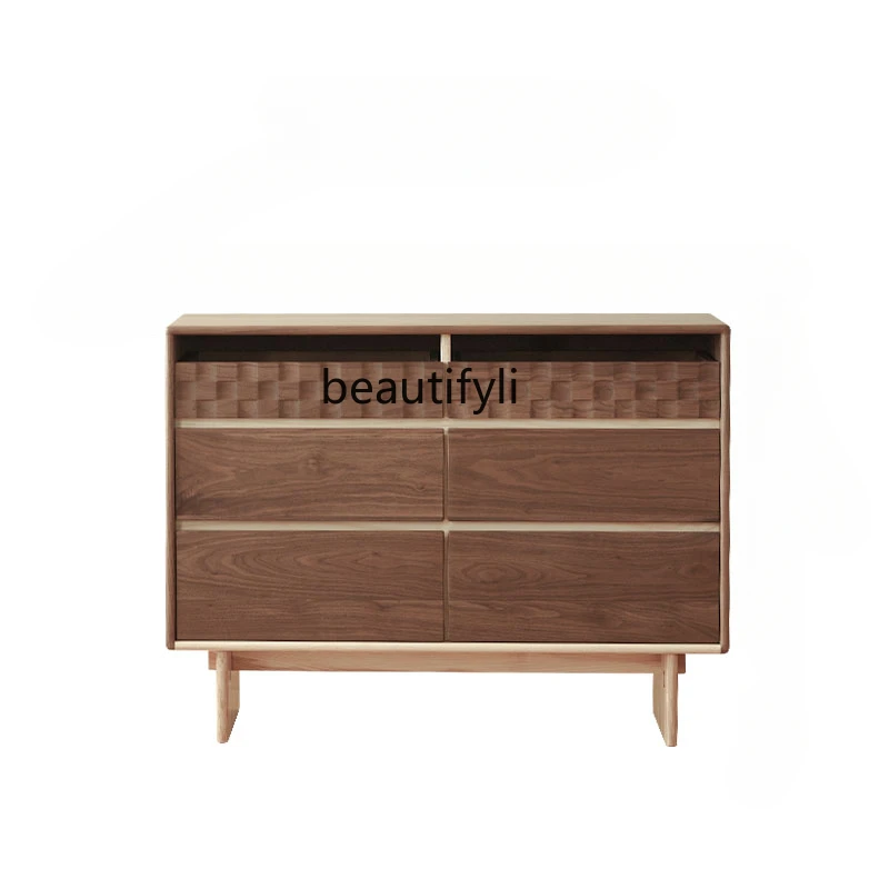 

Nordic Solid Wood Chest of Drawers Vintage Locker Living Room Bedroom Tailstock Storage Hallway Side Cabinet