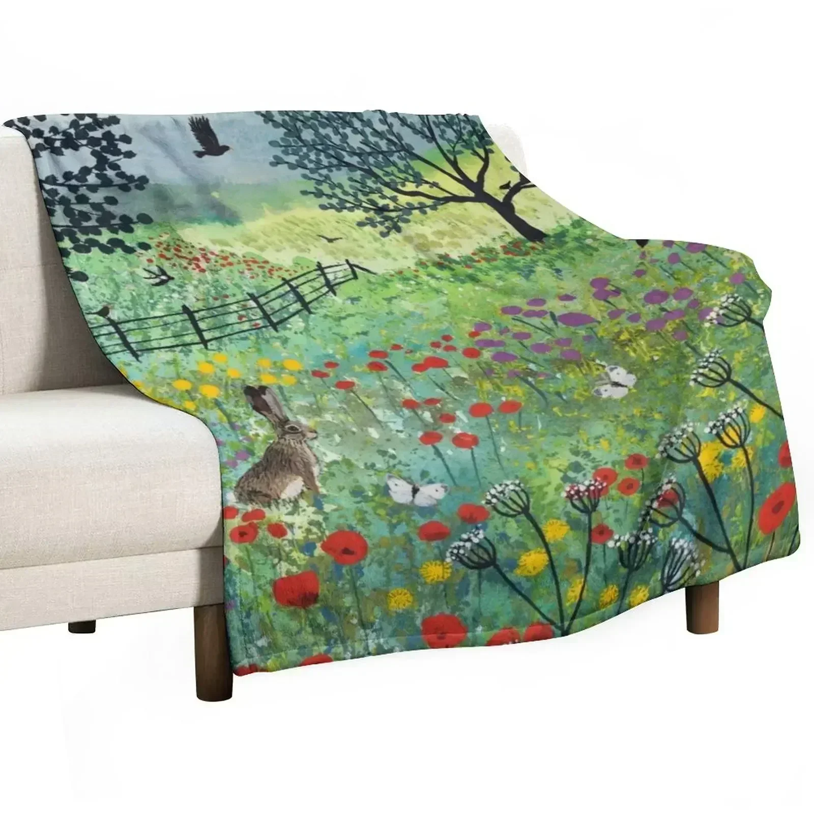 In Summer Meadow Throw Blanket Cute Kid'S Blankets For Sofas Plaid on the sofa Blankets For Baby Luxury Blankets
