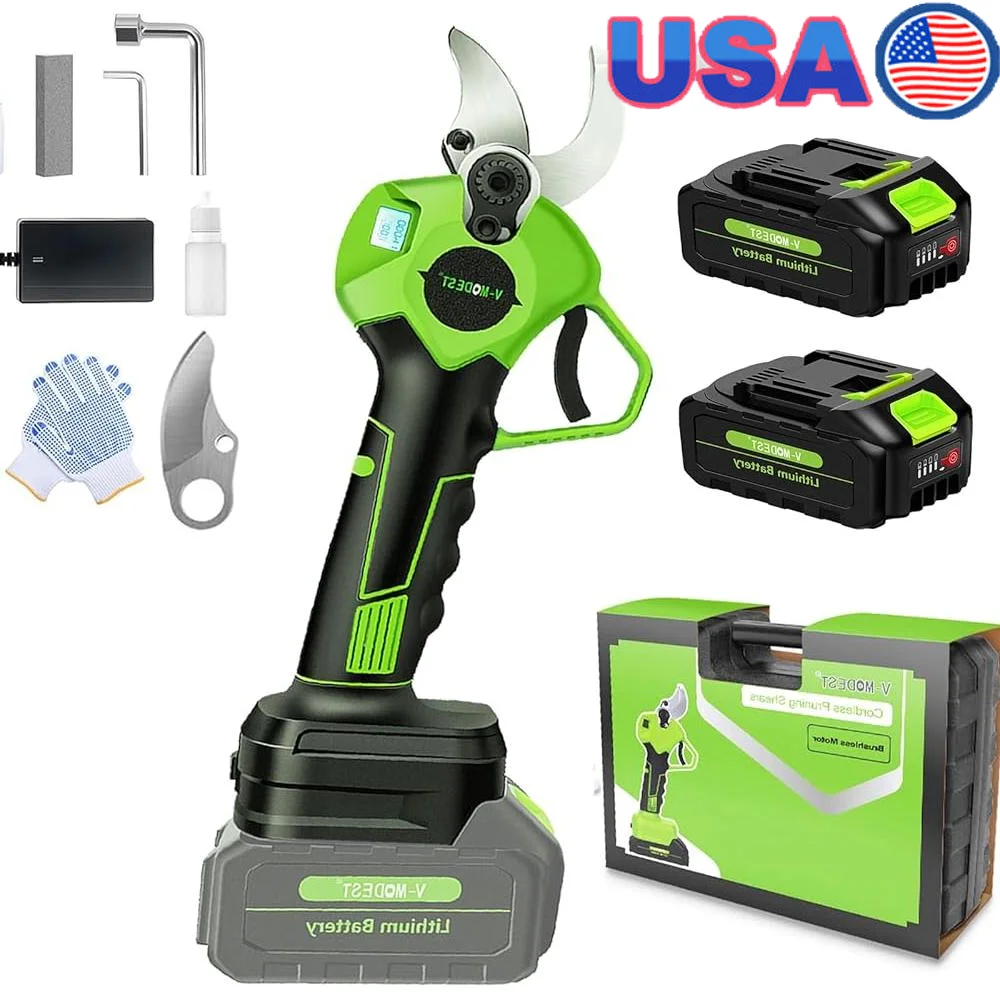 

Cordless Electric Pruning Shears 900W Brushless Motor LCD Display Battery Powered Garden Shears Durable SK7 Blades Easy Branch