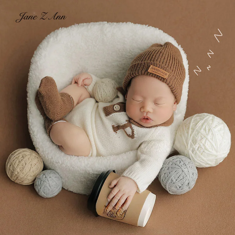 Newborn baby boy girl knitted ball hat+clothes solid color studio shooting outfits new arrival