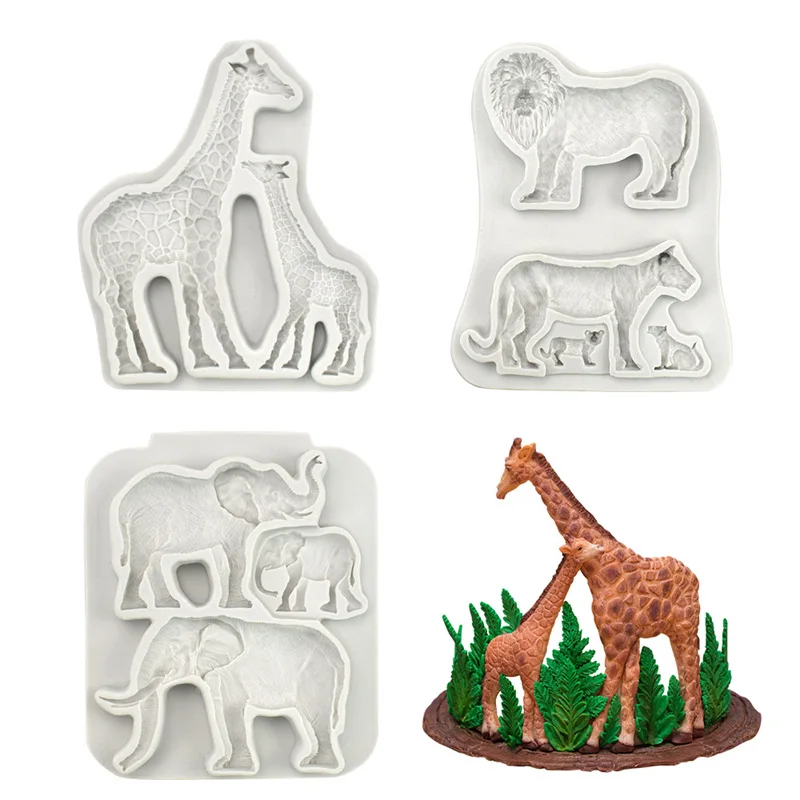 New Baking Tools Grassland Lion Giraffe Elephant Silicone Chocolate Fondant  Cake Decorating Tools Mold M480