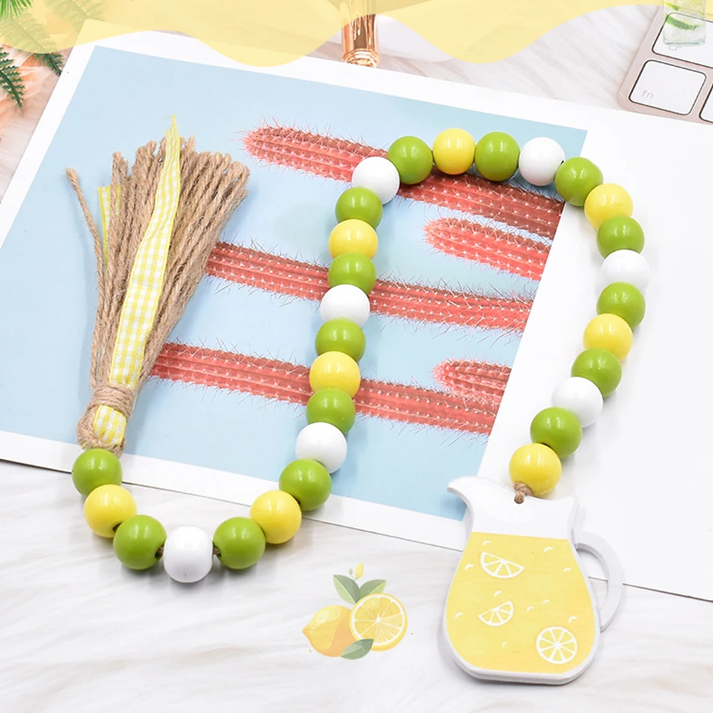 

2 Pcs Beads Wooden Hanging String Farmhouse Garland Round Rustic Beaded Garlands Yellow Decoration Decorative
