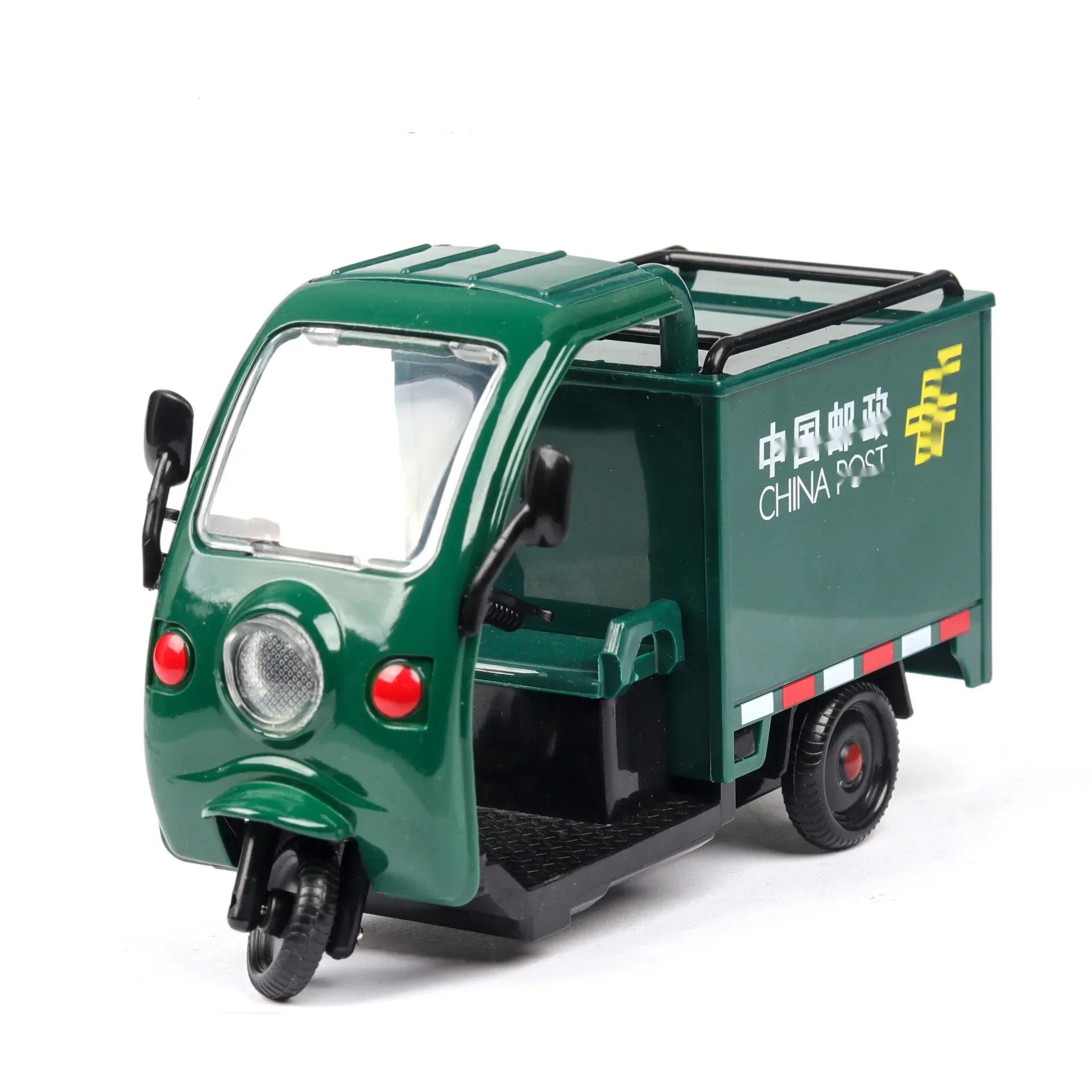 1:32 Express Delivery Tricycle Model Alloy Car Model Diecast Metal Toy Model Pull Back Sound Light Gifts for Kids Children Toy