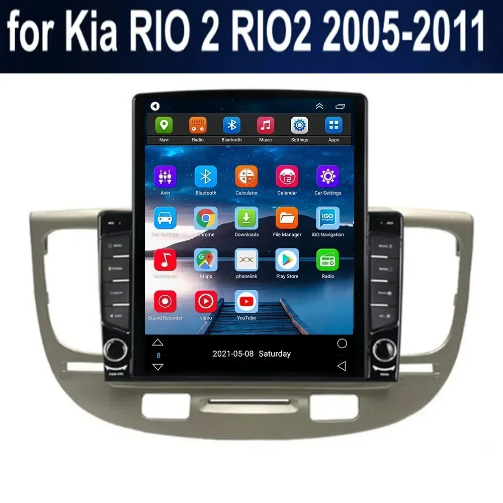 Для Tesla Style 2Din Android 13 Автомобильный радиоприемник для Kia RIO 2 RIO2 2005-2011 Мультимедийный видеоплеер GPS Стерео Carplay DSP RDS Камера