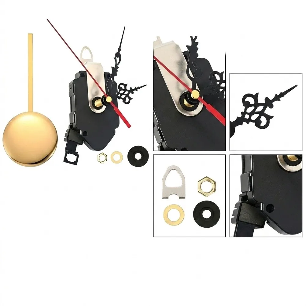 DIY Silent Quartz Clock Mechanism Kit Golden Pendulum Bob And 3 Hand Options For Home Decor