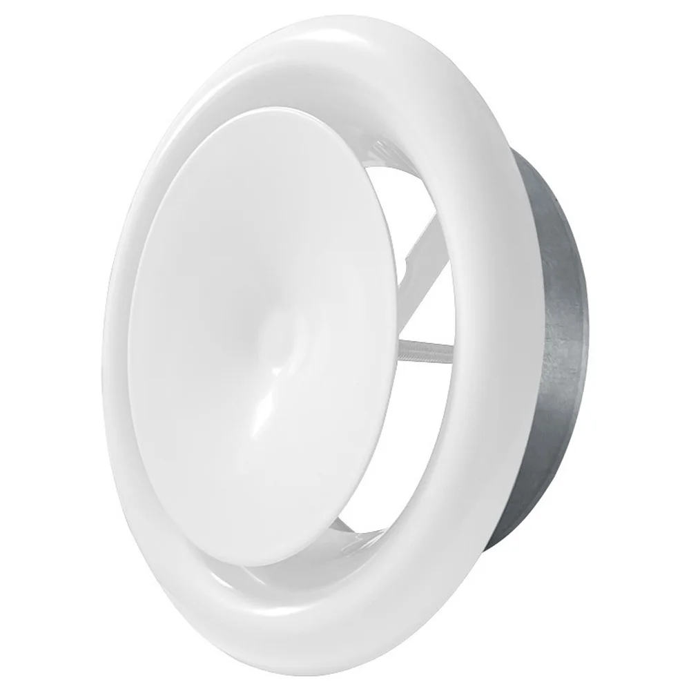 1Pc White Adjustable Round Air Vent Galvanized Steel HVAC System Ventilation Outlet For Home Garden Conditioning