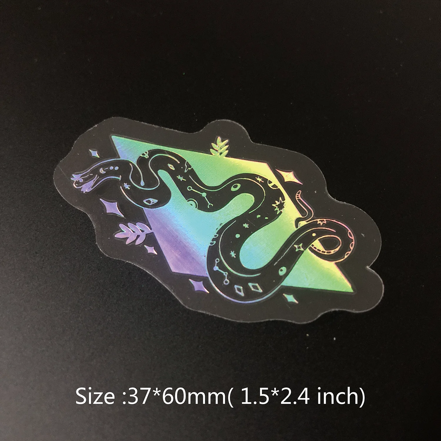 100 pcs Laser Silver Stickers Waterproof Transparent PET Adhesive Sticker Label, The Bohemian Style: Moon, SUN, Diamond, Feather