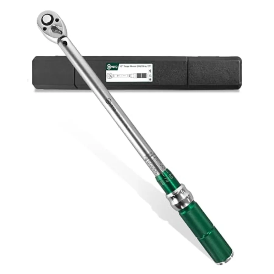 

Динамометрический ключ 1/2 дюйма, с кликовым механизмом, 14.75-154.84 фунт-фут, сталь Cr-V, с кейсом для хранения, для авторемонта и обслуживания оборудования