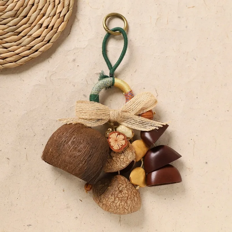 Natural Seed Pod Rattle Bell, Sound Healing Wind Chime Plant Fruit Pendant Boho Backpack  Car Rearview Mirror Hanging Ornament