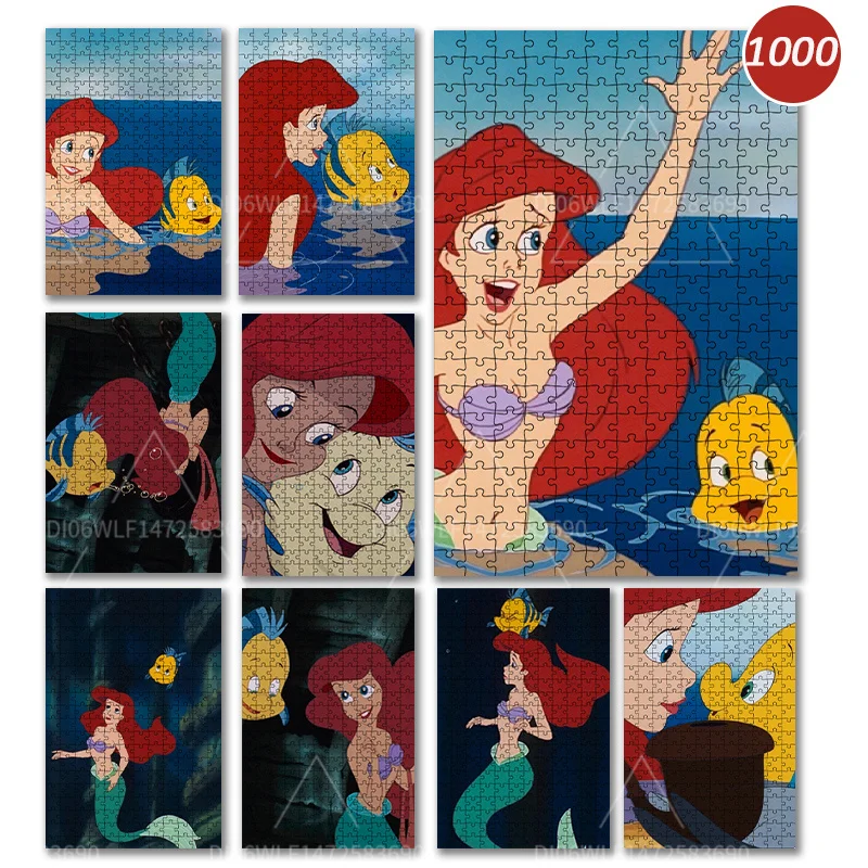 Disney The Little Mermaid Ariel Love Fairy Tales 1000PCS Children's Educational Puzzles Adult Gifts Wooden Interactive Games