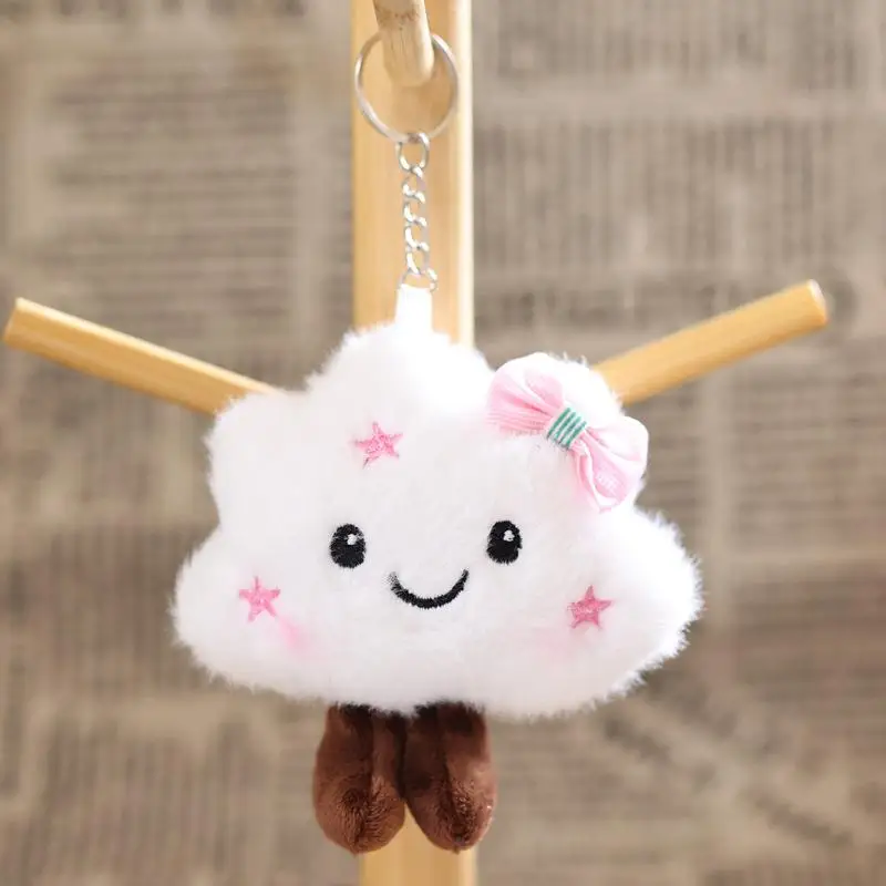 Kawaii nuage porte-clés poupée en peluche porte-clés pendentif Couple sac à dos pendentif dessin animé poupée livre sac décoration cadeau d'anniversaire