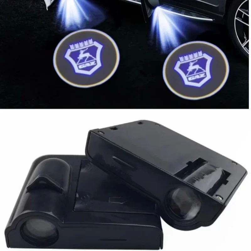 

2pcs LED Car Wireless Door Logo Light Projector Laser Ghost Shadow Welcome Lamps For GAZ Gazelle Ghost Shadow Car Decoration