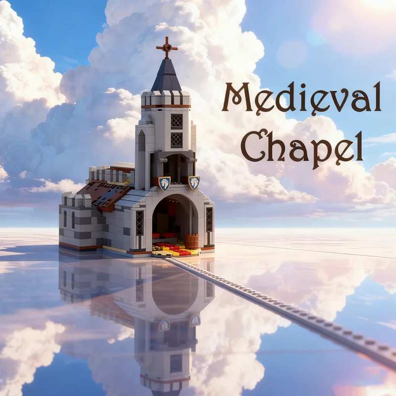 664 pçs moc medieval capela castelo modelo blocos de construção arquitetura diy ideia criativa brinquedo presente natal educação tijolo