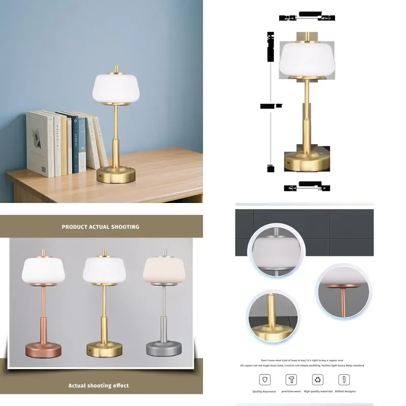 for Elegant Modern Light Emitting Diode Desk Lamp with Touch Stepless Dimming Simple Functions Home Decoration Battery Power