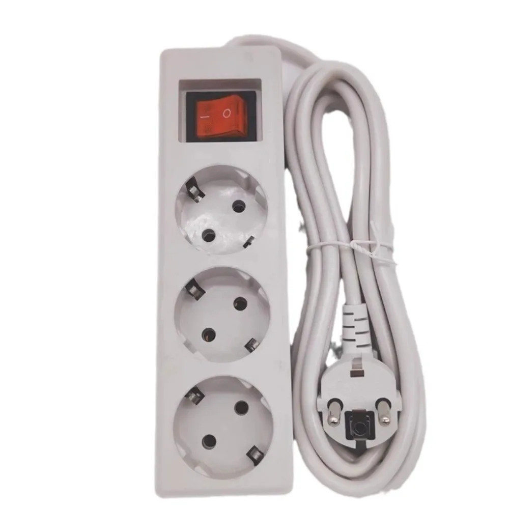 3/4/5 Sockets EU Power Strip 2/3/5Meters Cord Multiple Sockets Extension Socket with ON/OFF Switch Power Converter