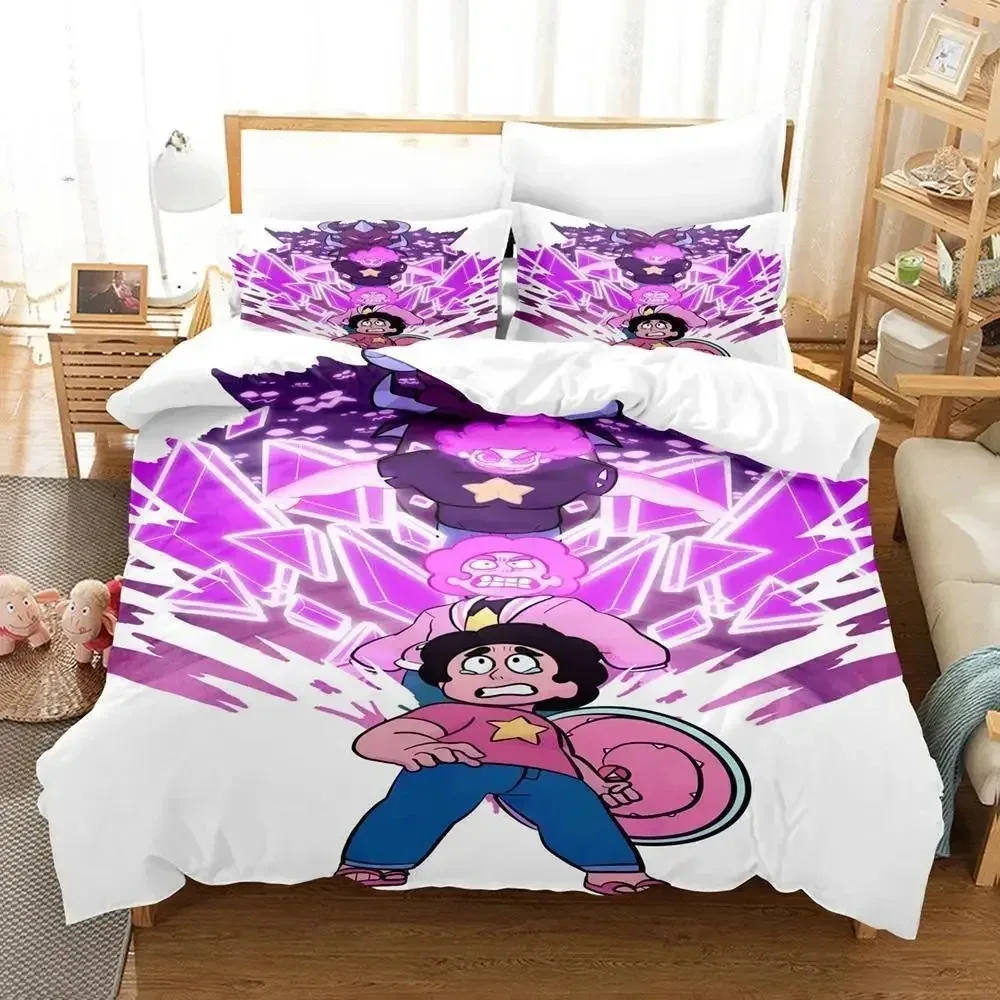 New Kawaii Steven Universe Bedding Set Single Twin Full Queen King Size Bed Set Aldult Kid Bedroom 3D Print Anime Bed Sheet Set