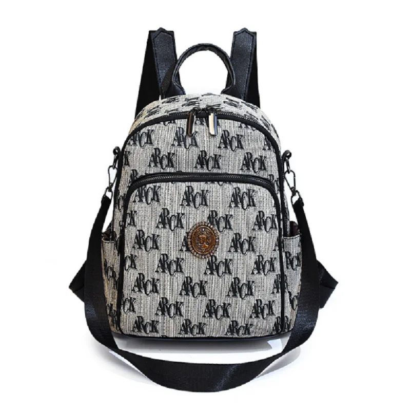 New Fashion Letter Designer Soft Pu Leather Travel Backpacks Women's Casual Large Capacity Shoulder Bags Totes School Bag