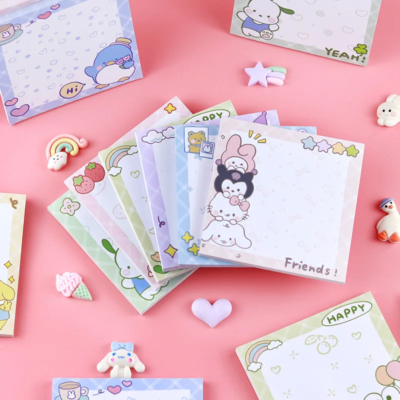 Imagem -02 - Sanrio Melody Pochacco Kuromi Memo Pad Sticky Notes Papelaria Etiqueta Planejador Notepad Sticker Post Material Escolar 24 Pcs por Lote