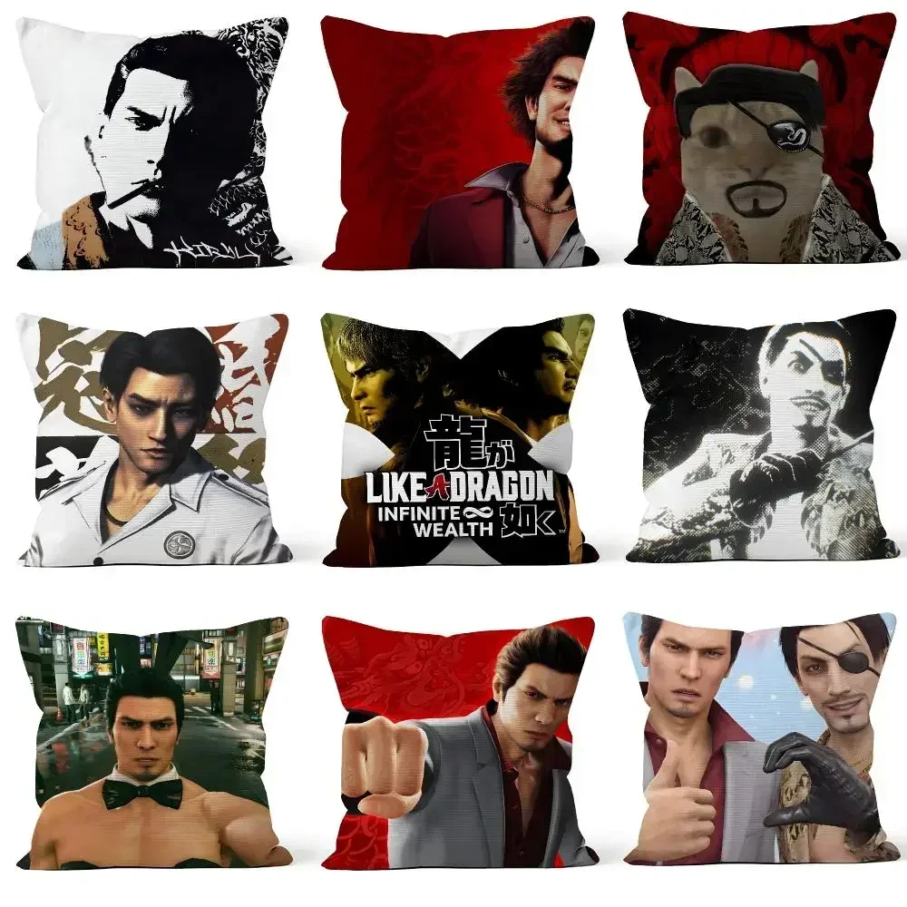 Game Like a Dragon Yakuza Kiryu Majima Cushion Cover Throw Pillow Soft Short Plush Case For Sofa Bedroom Cozy Home Decor Gift