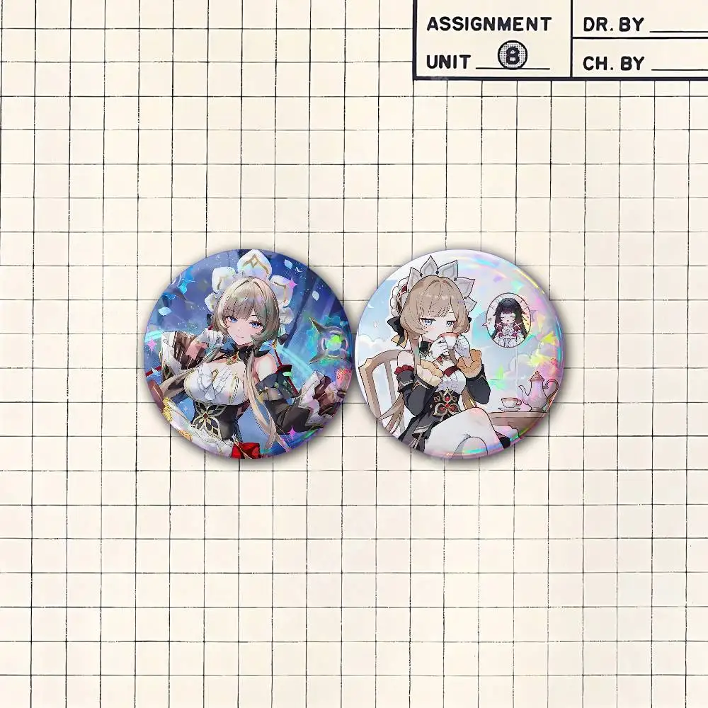 Sandrone Marionette Genshin Impact Button Badge 2PC Sets for Bags & Clothes & Accessories Metal Pin Creative Gift