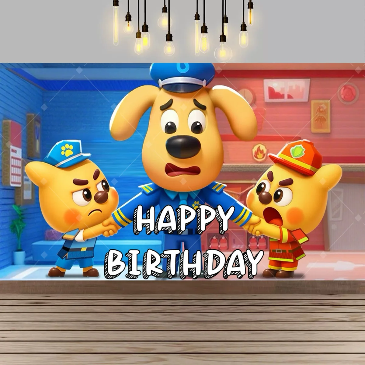 لطيف الاطفال سلامة الرسوم المتحركة لابرادور الكلب الطرف الديكور خلفية شريف الكلب موضوع حفلة عيد ميلاد لوازم الديكور راية