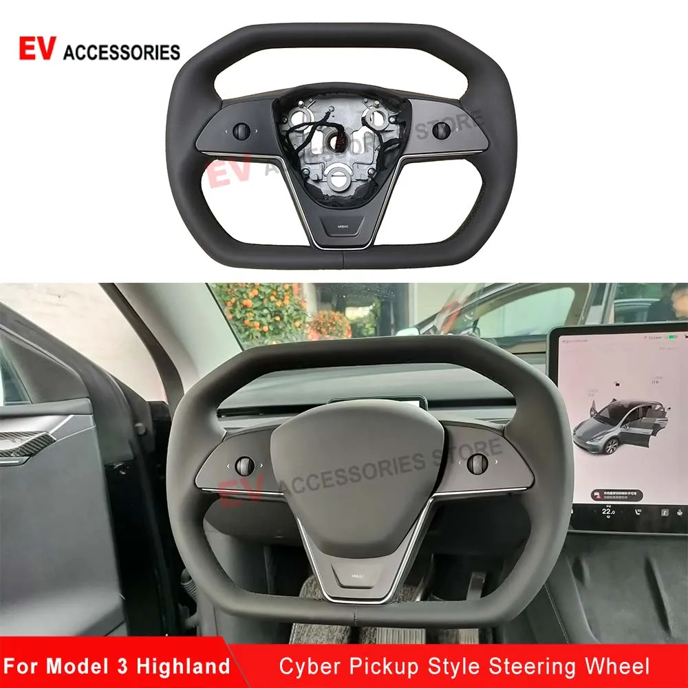 Per Tesla Model 3 Model Y NAPP volante in pelle con riscaldamento per accessori per auto interni Tesla Cyber pickup style