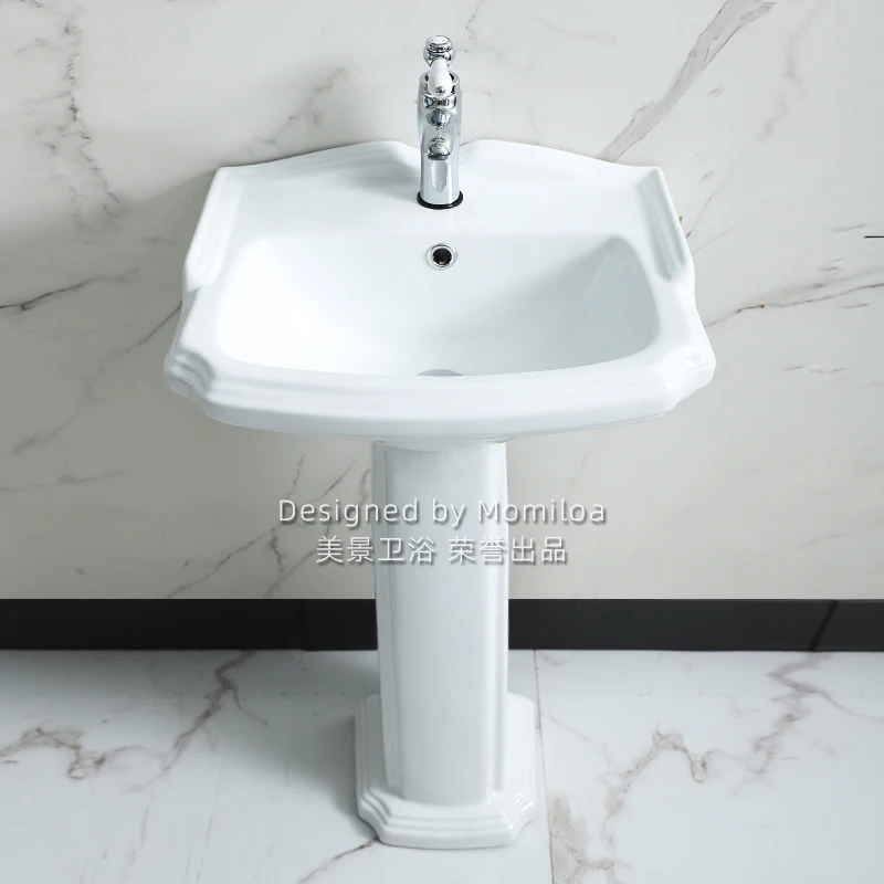 Retro style ceramic pillar washbasin small unit