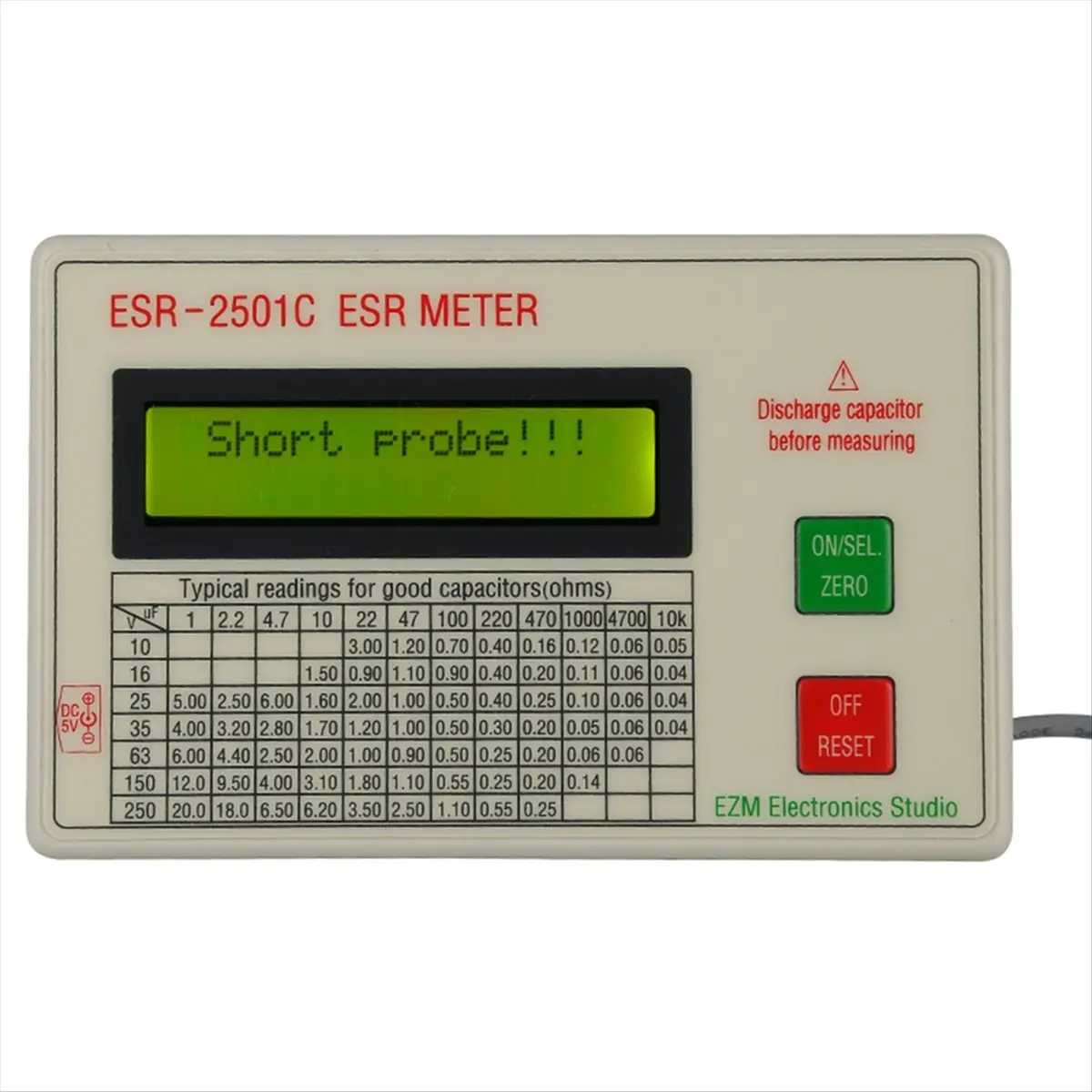 ABGN New ESR2501C Capacitor Tester Test in Circuit Capacitance Meter with Test Leads Clip Battery