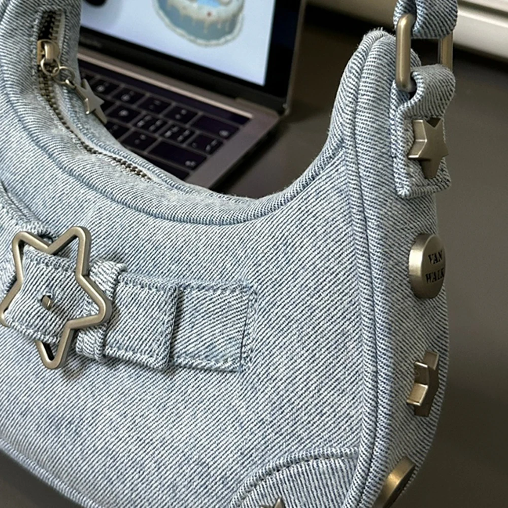 حقيبة يد كلاسيكية بسوستة للنساء ، هوبوس كاجوال ، ديكور نجوم ، لون واحد ، هدية للفتيات ، محفظة للسيدات ، حقيبة حمل ، Y2K