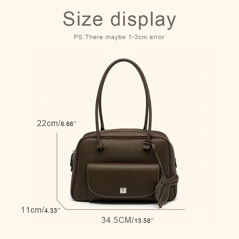 Customize Initials Leather Grain Boston Bags For Women Luxury Designer Handbag And Purses 2026 New In Cowhide Underarm Shoulder