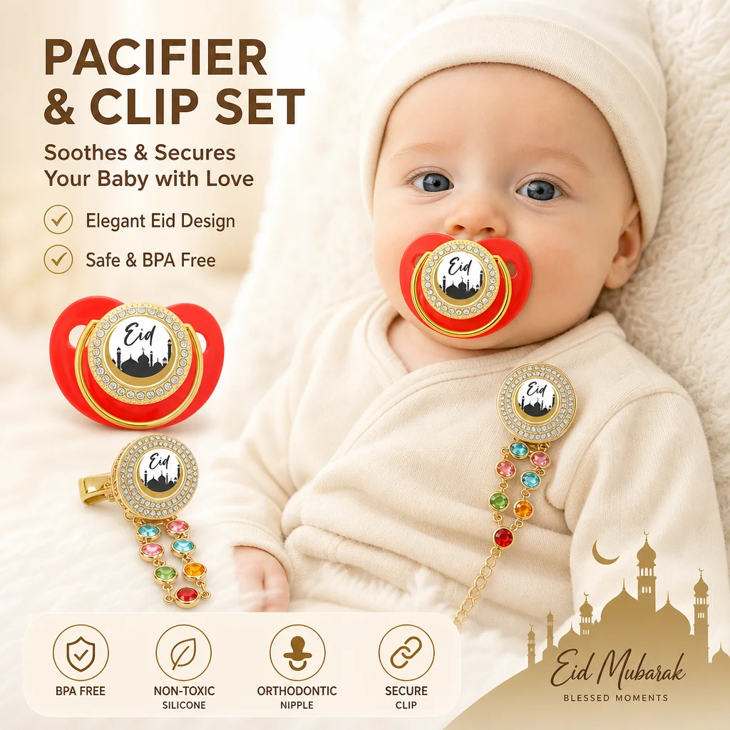 Muslin Print Baby Pacifier Clip Newborn Soother Silicone Teething Chew Toy Calm Comfort Infant Gift