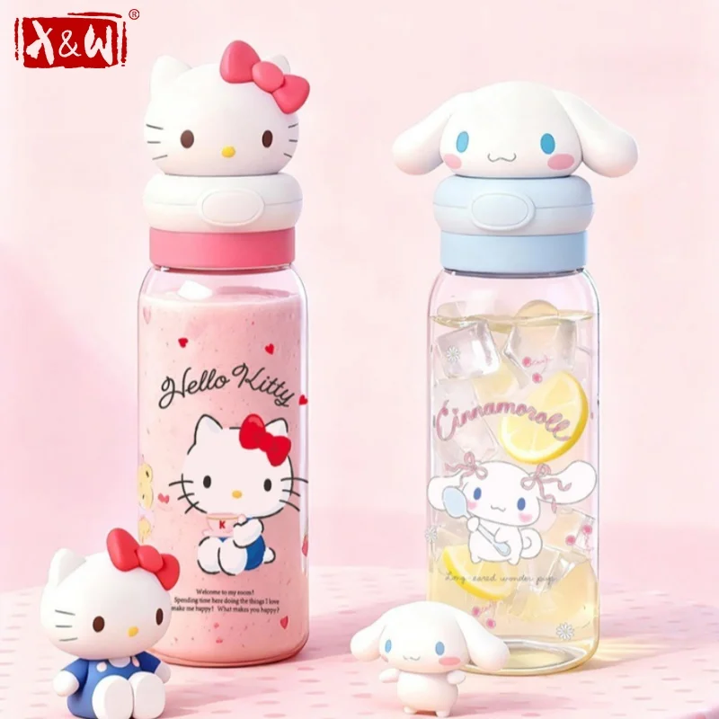 

X&W Sanrio 550ml Water Cup Cartoon My Melody Mug with 3D Doll Lid BPA-Free Juice/Milktea Drink Cups Outdoor Sports/Travel Bottle