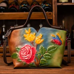 Borsa a tracolla in pelle da donna nuova Borsa a tracolla retrò da donna in primo strato di pelle bovina Borsa da donna alla moda europea e americana