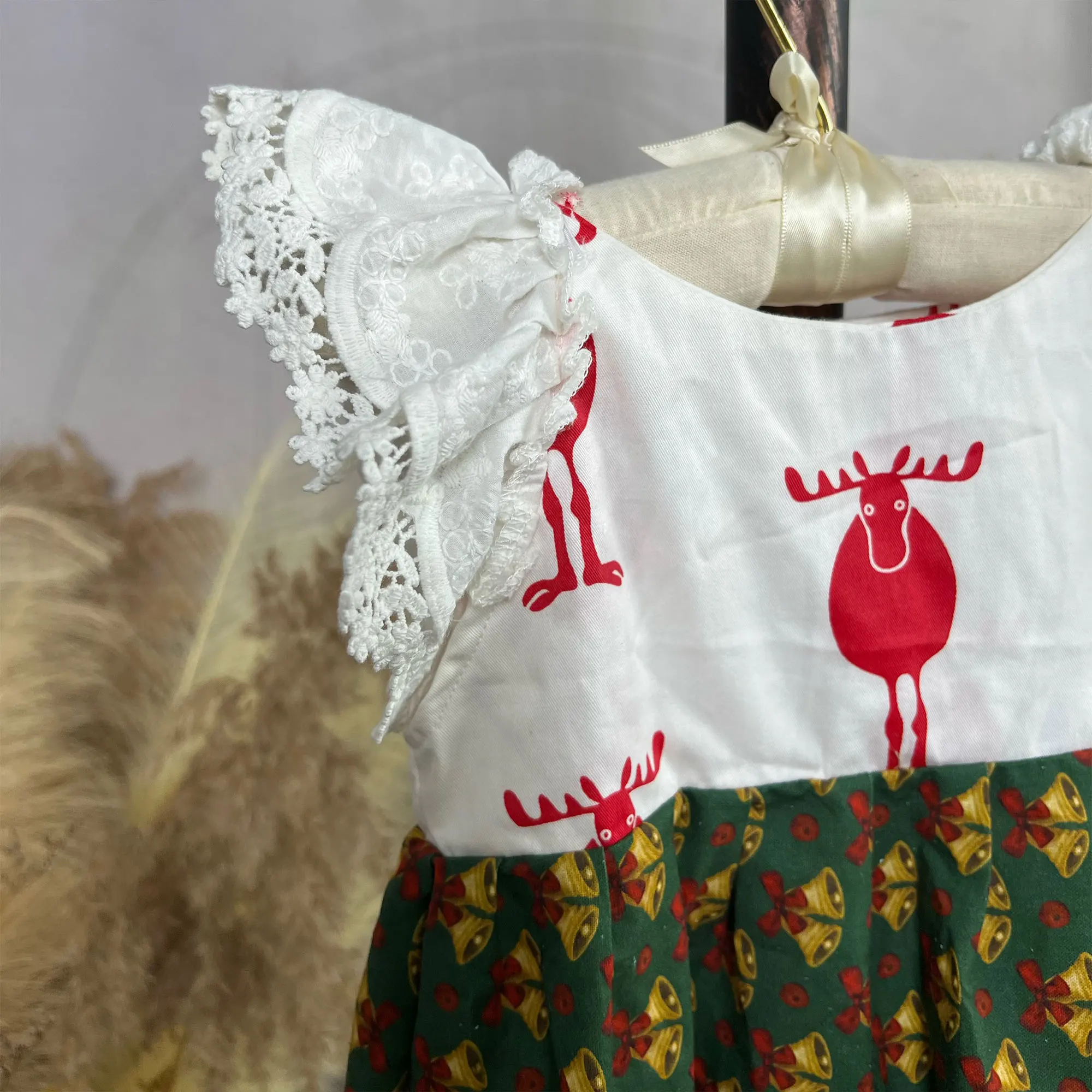 Roupas de menina de edição limitada de natal de 1 a 6 anos, sem mangas, algodão, material amigável à pele, roupa fotográfica infantil