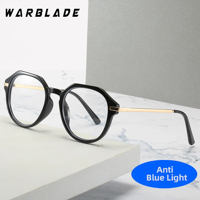 

Polygon Anti-Blue Light Glasses Women Men Oversized Optical Frame Eye Protection Ultra Light Eyeglasses Office Computer Goggles