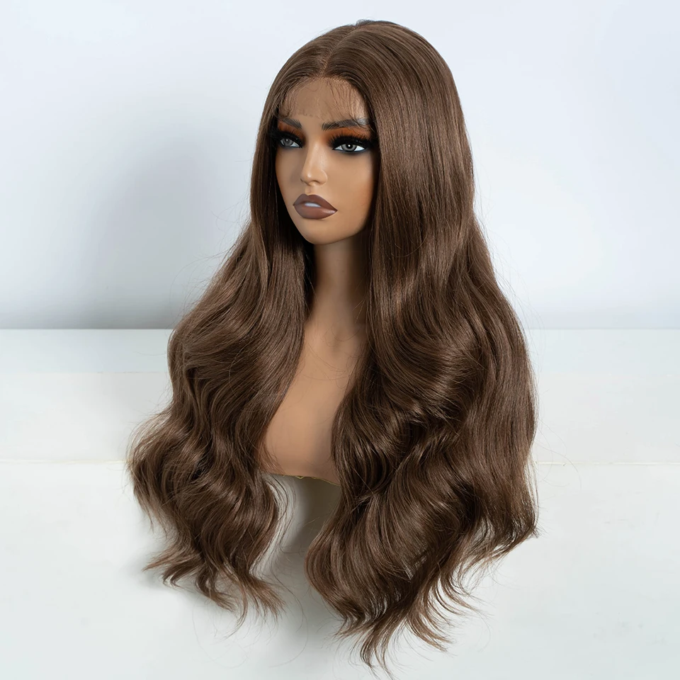 Synthetic Lace Front Wigs For Women Long Wavy Wig 26 Inch Body Wave Lace Wig Brown Ombre Blonde Grey White Cosplay Wig