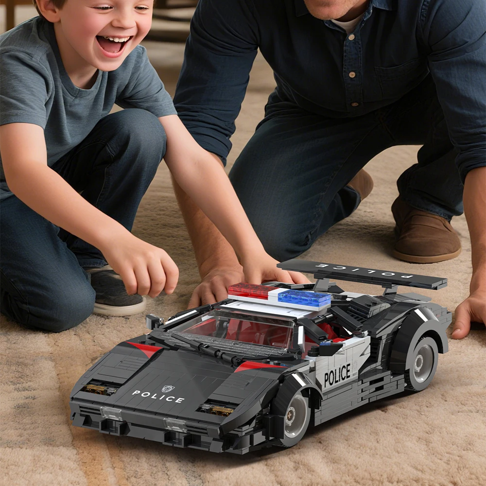 New 66121 1383pcs MOC Technical Police Brick Car Assembling Building Blocks Model Toys for Boys Birthday Gift Set