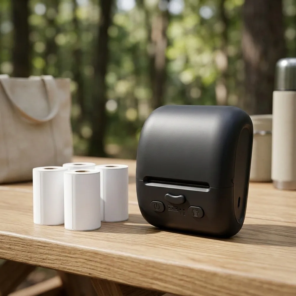 Portable Thermal Printer With 4 Rolls Paper For Labels Maker Thermal Labels Printer Sticker Labeling Machine For Shipping