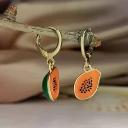 Papaya Smalto Frutta Ciondolo Orecchini pendenti Collezione estiva INS Personalità Creativa Frutta Orecchini con ciondolo Gioielli Regalo 2024