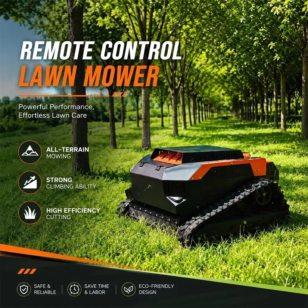 High Efficiency Remote Control Lawn Mower 800mm Cutting Width 20-150mm Adjustable Cutting Height for Orchard Farm